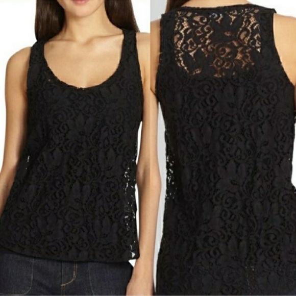 Theory Sheer Black Lace Layering Tank Top Sleeveless Floral size small - Picture 1 of 7